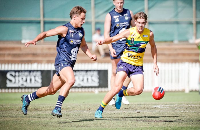 On an elevated stage