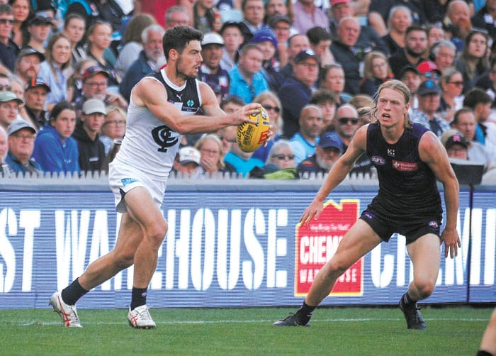 On an elevated stage