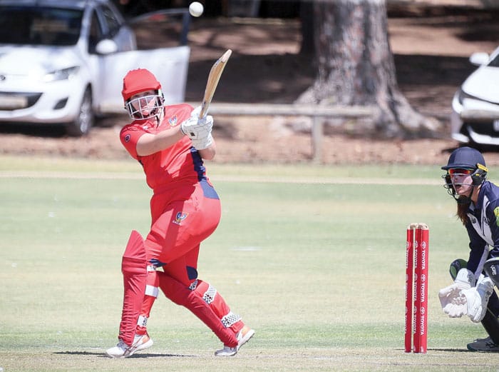 On an elevated stage