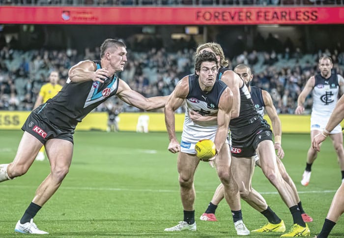 On an elevated stage