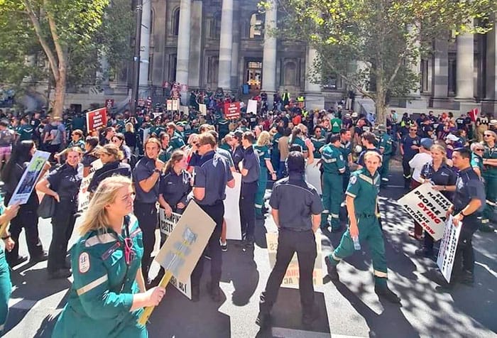 Ambos protest through the streets of Adelaide