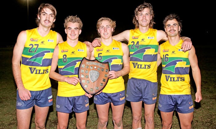 On an elevated stage