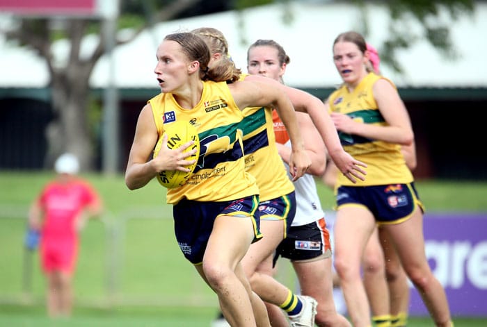 On an elevated stage