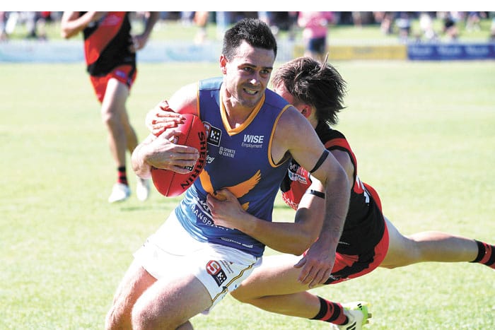 On an elevated stage