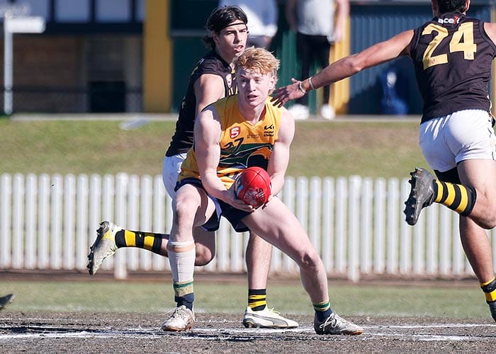 On an elevated stage