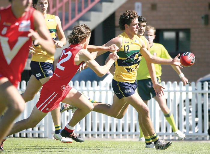 On an elevated stage