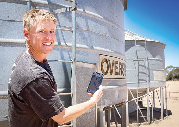 Tyson on top of farm storage