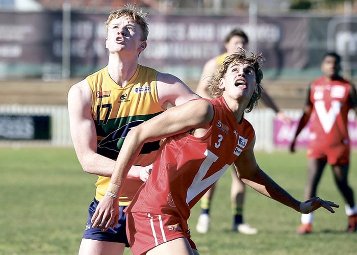 On an elevated stage