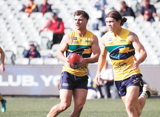 On an elevated stage