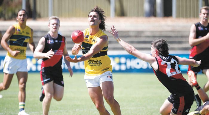 On an elevated stage