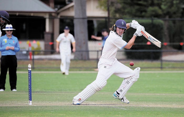 On an elevated stage
