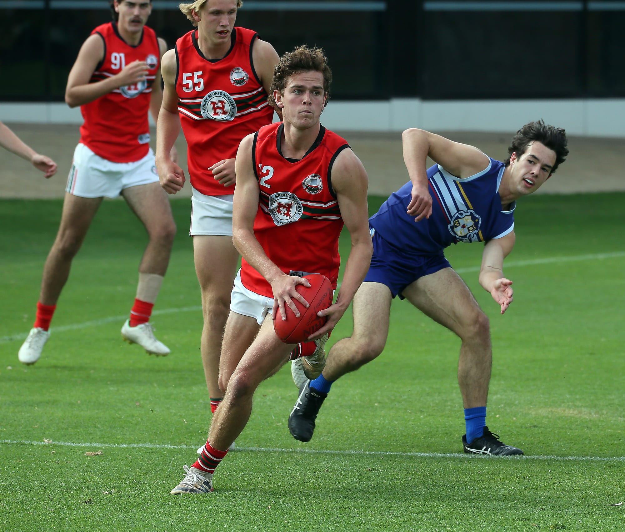 On an elevated stage