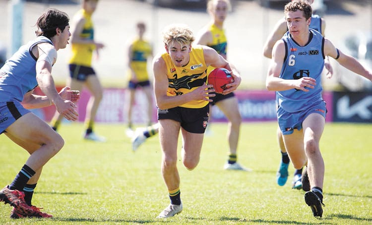 On an elevated stage