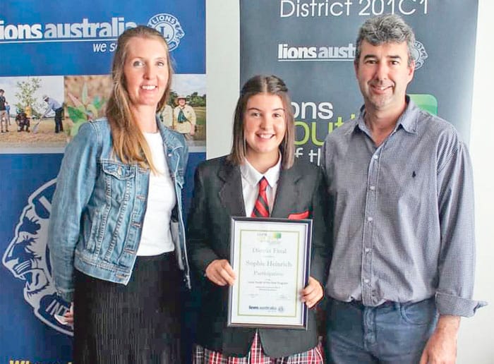 Sophie in Lions Youth of the Year district final