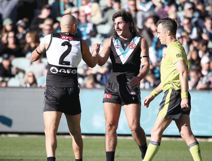 On an elevated stage