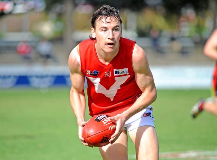 On an elevated stage