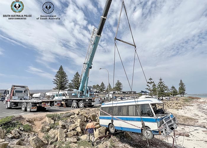 Two vehicles are beached after crash at Port Hughes