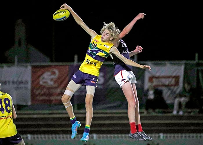 On an elevated stage