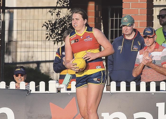 On an elevated stage