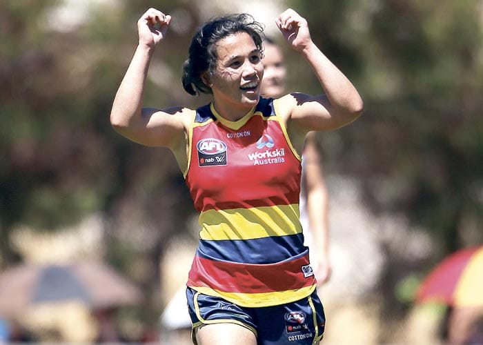 On an elevated stage