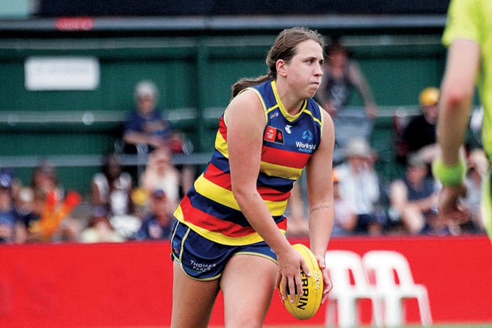 On an elevated stage