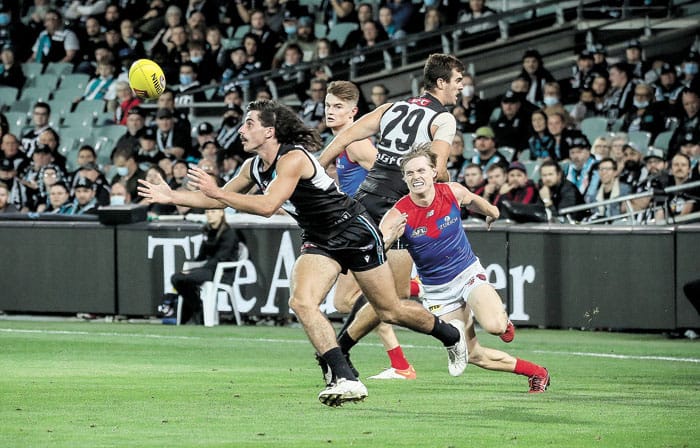 On an elevated stage