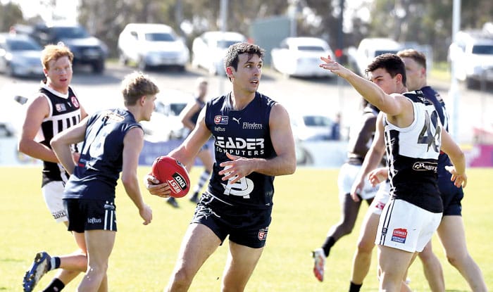 On an elevated stage