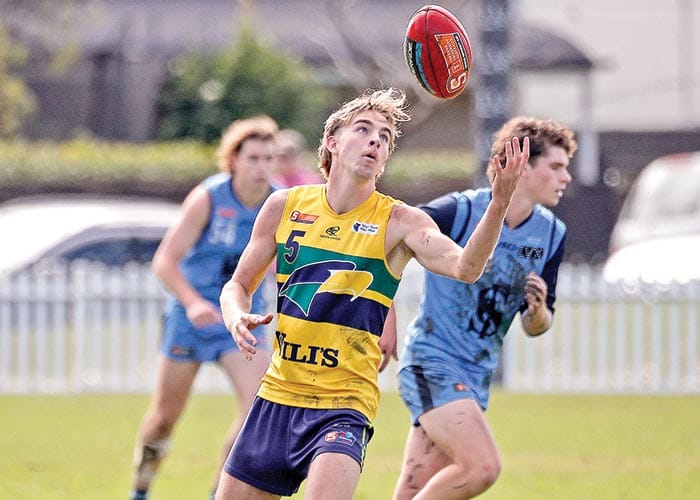 On an elevated stage