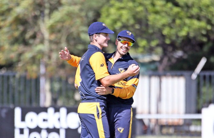 On an elevated stage