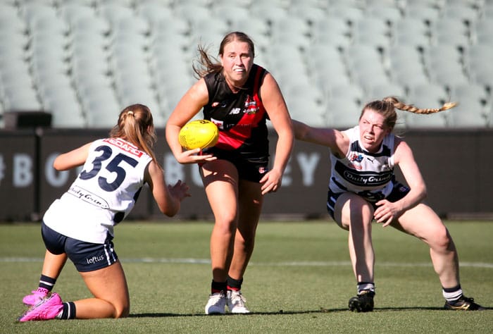 On an elevated stage