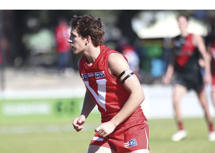 On an elevated stage