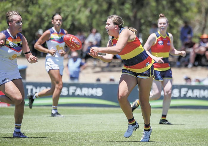 On an elevated stage