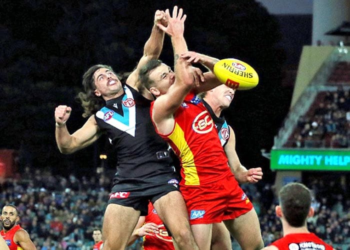 On an elevated stage