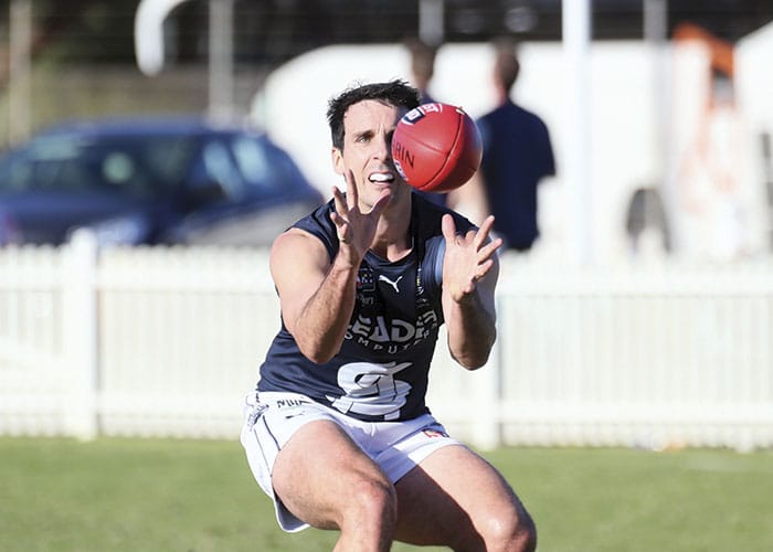 On an elevated stage