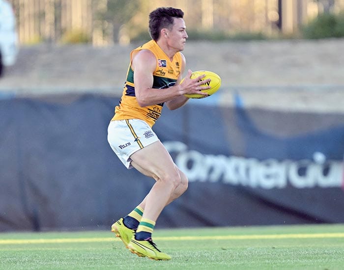 On an elevated stage