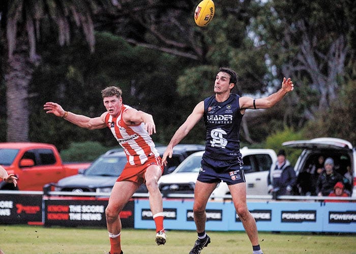 On an elevated stage