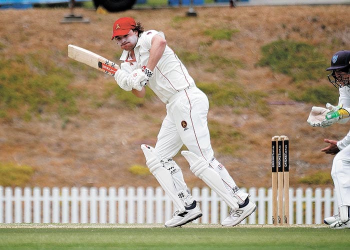 On an elevated stage