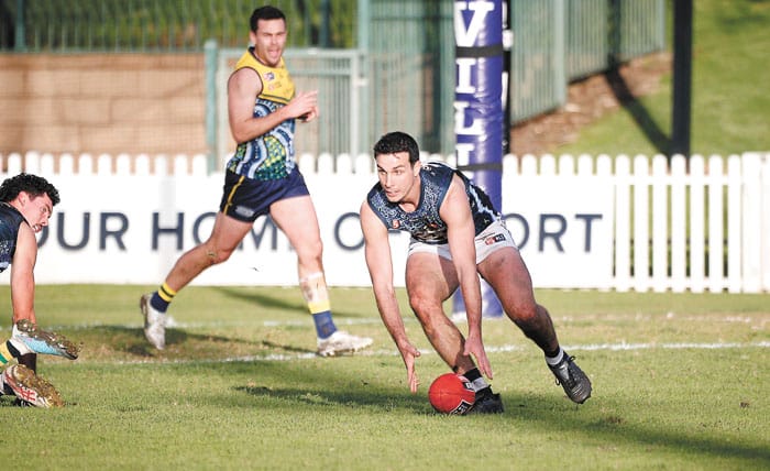 On an elevated stage