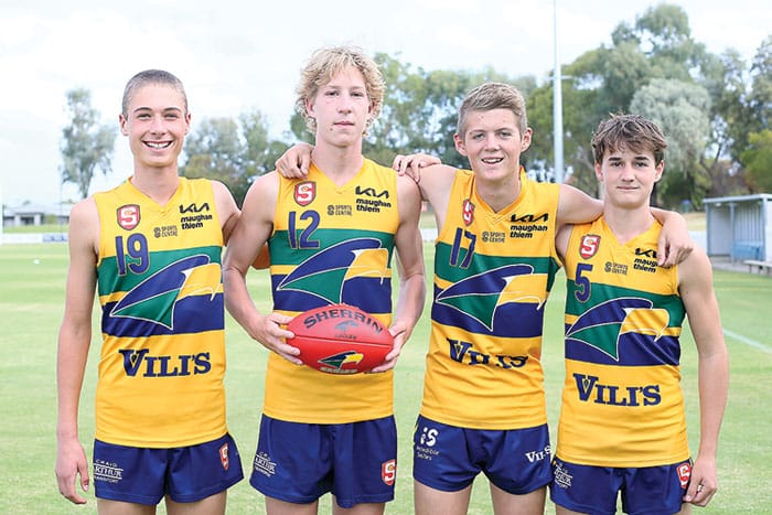 On an elevated stage