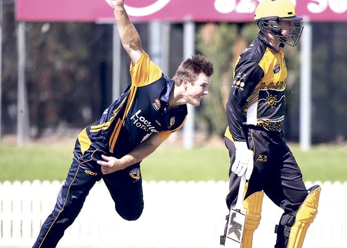 On an elevated stage