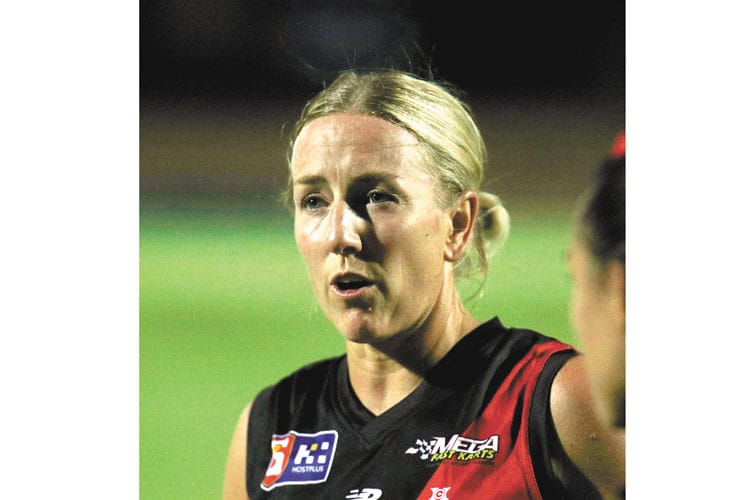 On an elevated stage