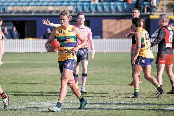 On an elevated stage