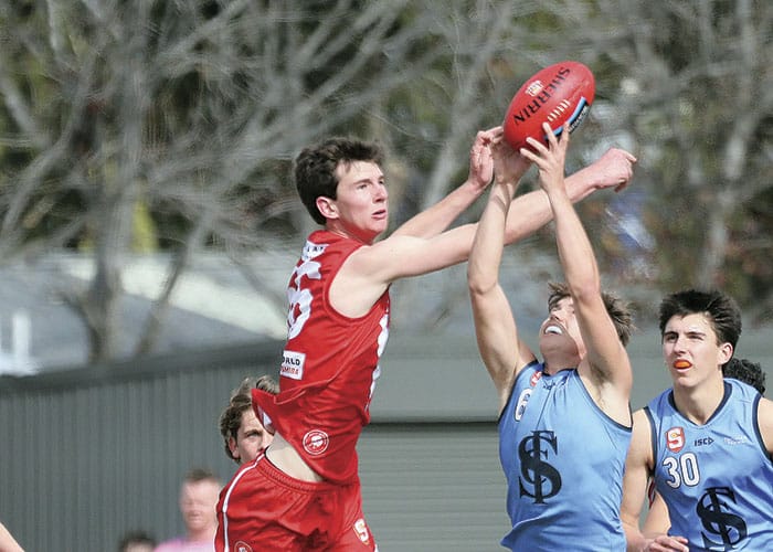 On an elevated stage