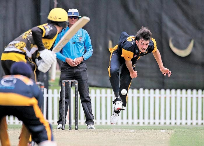 On an elevated stage