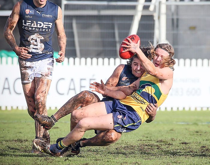 On an elevated stage