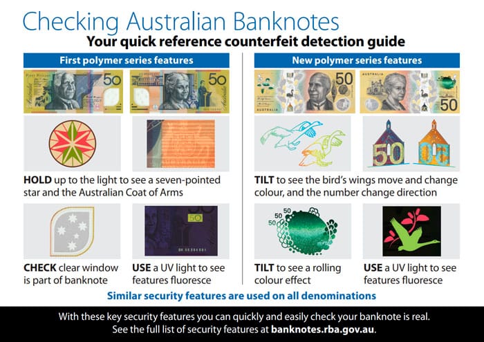 Watch for counterfeit notes