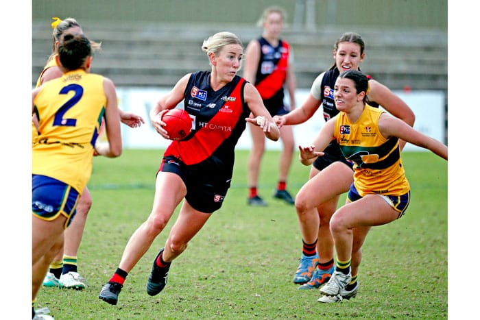 On an elevated stage