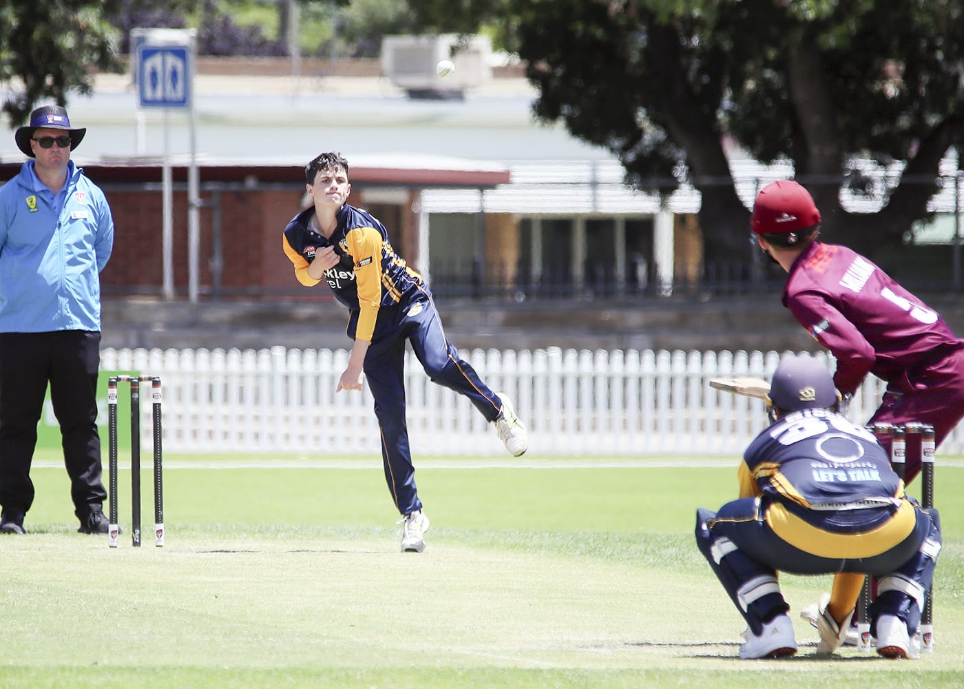 On an elevated stage