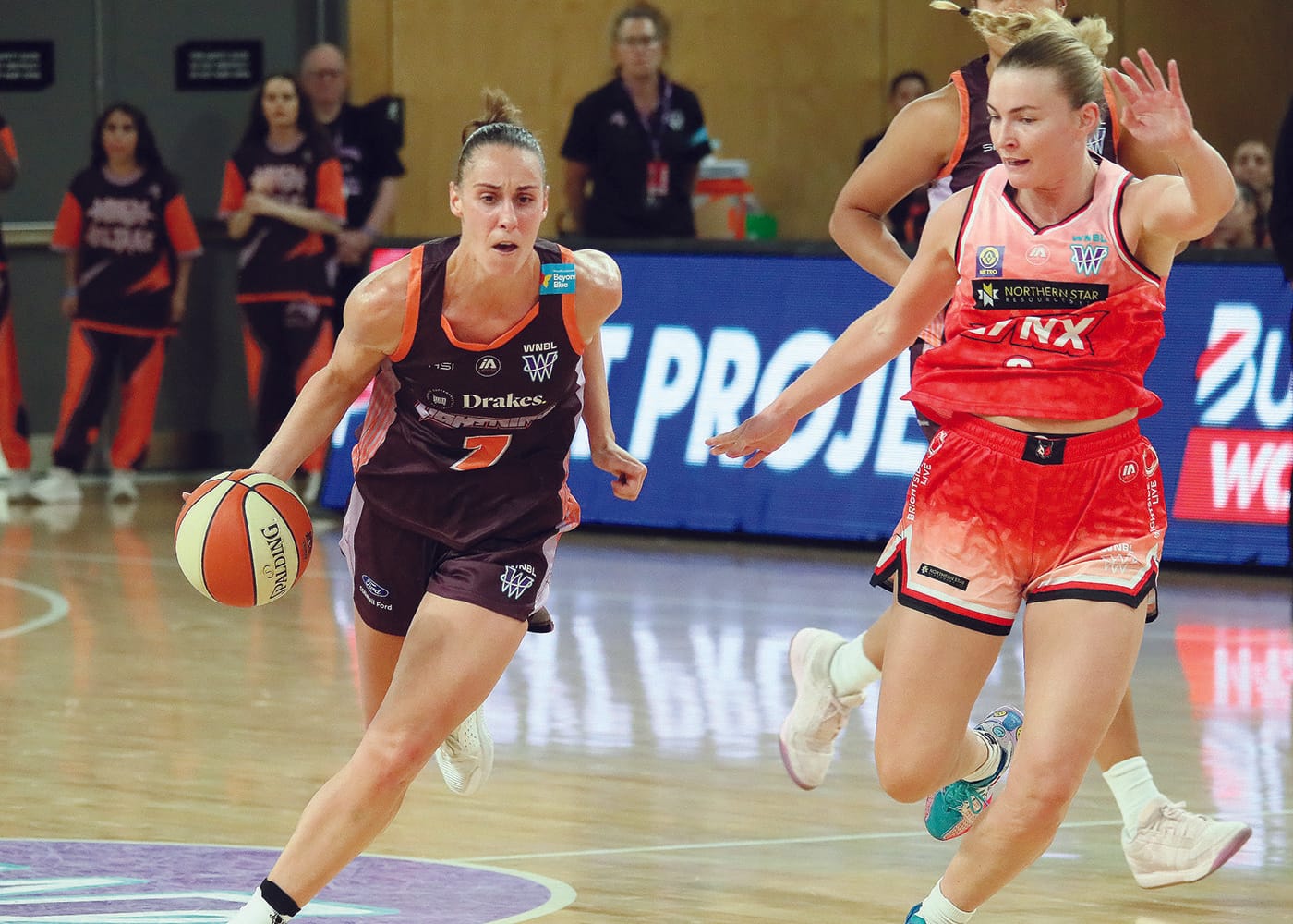 On an elevated stage