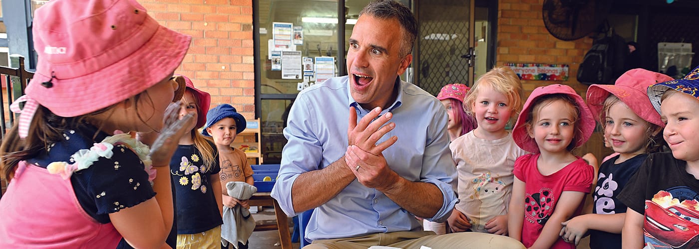 Premier at play: Kadina Child Care Centre  welcomes special guest